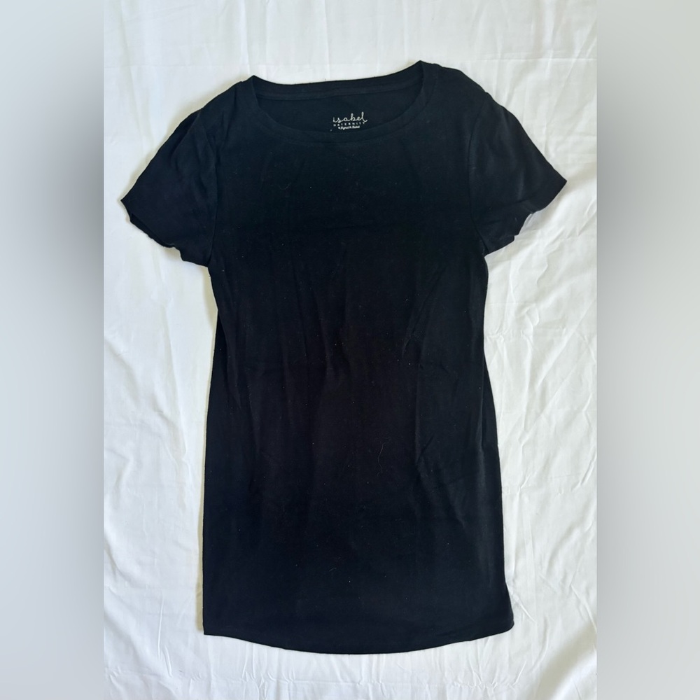 Isabel Maternity Womens Crew Neck Short Sleeved Tee in Classic Black Sz XS